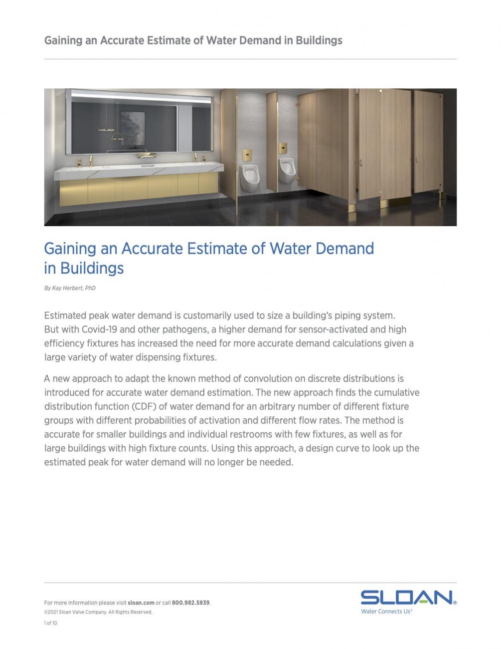 Gaining an Accurate Estimate of Water Demand in Buildings | Sloan