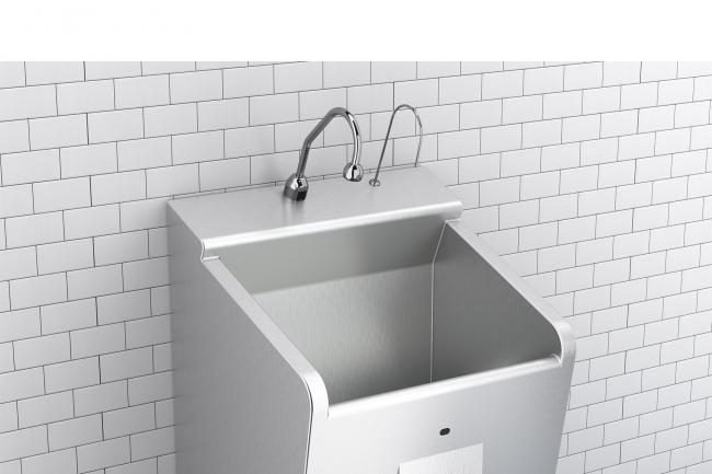 4113 Compact Scrub Sink - Three Hand Wash Stations, Stainless